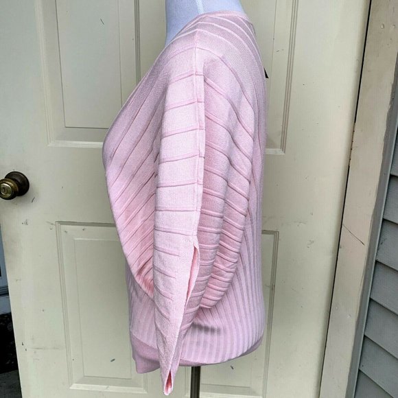 NWT Adrienne Vittadini pink striped texture rayon blend sweater size L - Picture 5 of 12